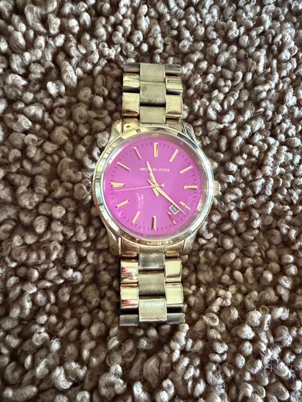 Michael Kors Gold-Tone Bracelet Watch with Pink Dial